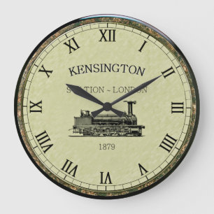 Kensington Station ~ Steam Motor ~ London England Große Wanduhr