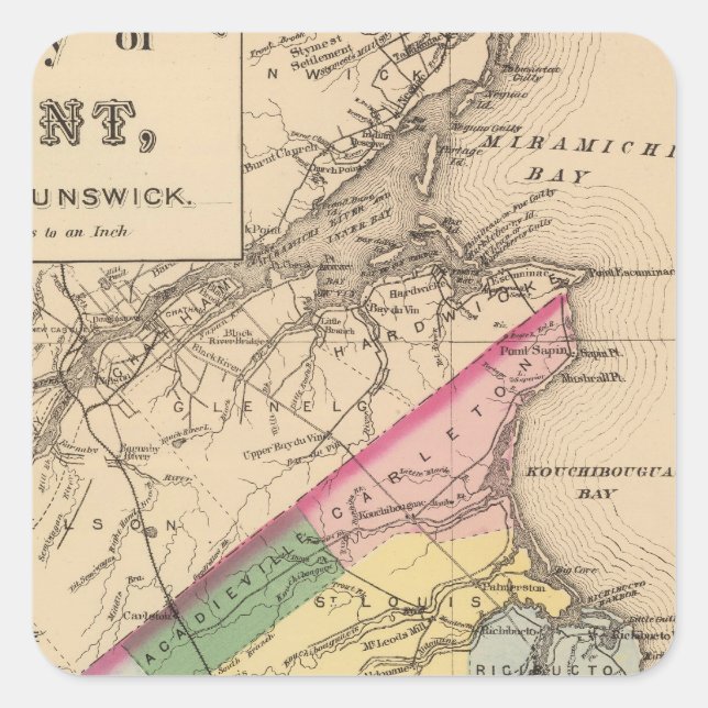 Kent Co., NB Quadratischer Aufkleber (Vorderseite)