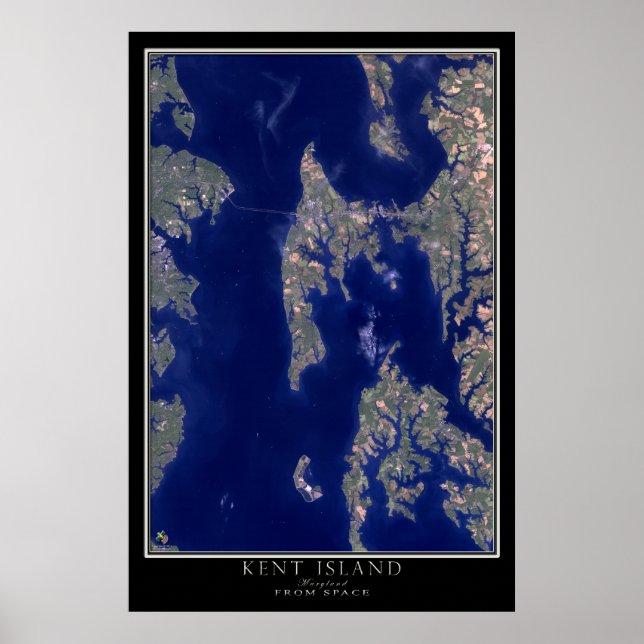 Kent Island Maryland From Space Satellite Map Poster (Vorne)