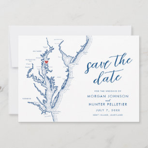 Kent Island Maryland Map Wedding Save The Date
