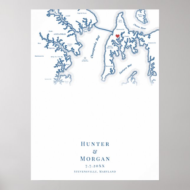 Kent Island MD Wedding Elegantes Gästebuchposter Poster (Vorne)