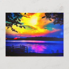 KENT LAKE SUNSET BRIGHT POSTCARD POSTKARTE
