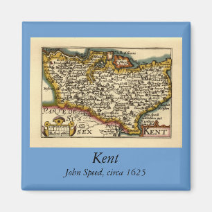 Kent Landkreis England Old Antiquarian John Speed  Magnet