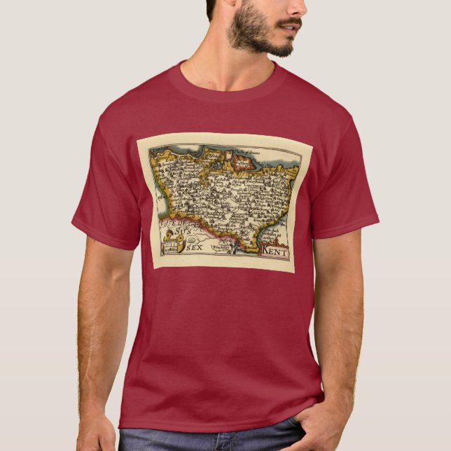 Kent Landkreis England Old Antiquarian John Speed  T-Shirt (Vorderseite)