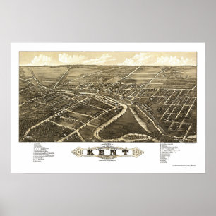 Kent, OH Panorama Karte - 1882 Poster