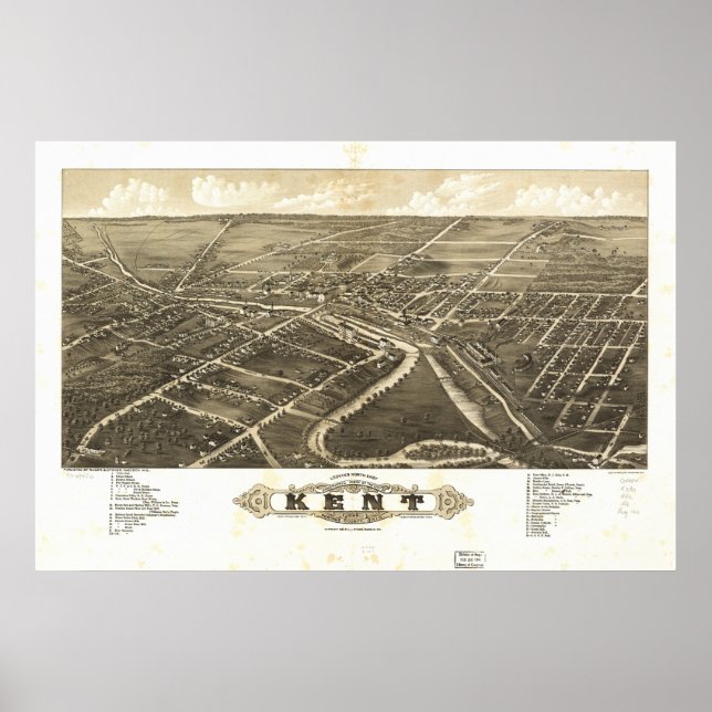 Kent Ohio 1882 Antike Panoramakarte Poster (Vorne)