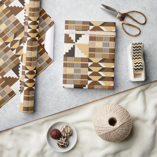 Kente Block - Gedämpftes Ocker Geschenkpapier (Kunsthandwerk)