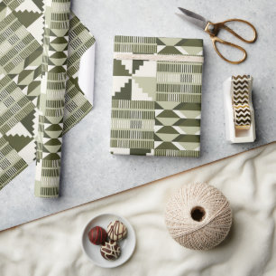 Kente Block - Heritage Olive Geschenkpapier