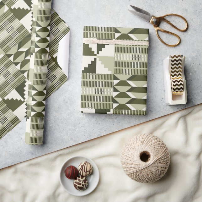 Kente Block - Heritage Olive Geschenkpapier (Kunsthandwerk)