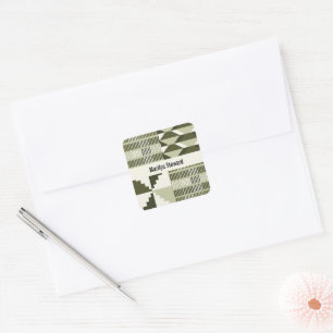 Kente Block - Heritage Olive Personalisiert Quadratischer Aufkleber