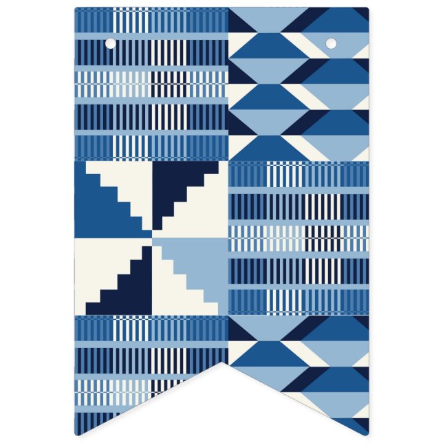 Kente Block - Sanftes Indigo Wimpelkette (Erste Fahne)