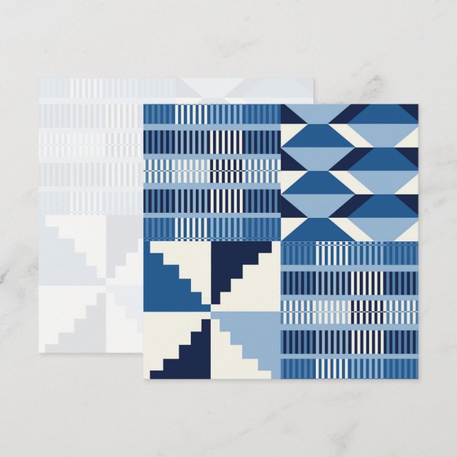 Kente Block - Soft Indigo Flachkarte (Vorne/Hinten)