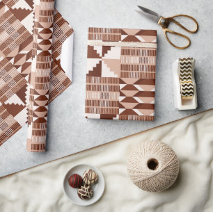 Kente Block - Ton Terrakotta Geschenkpapier