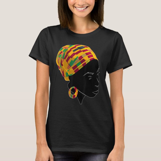 Kente Cloth Head Wrap For African American Women T-Shirt (Vorderseite)