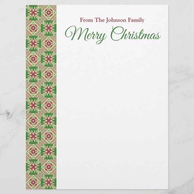 Kente Cloth Kaleidoscope Maroon Red Green Holiday Briefbogen (Vorderseite)