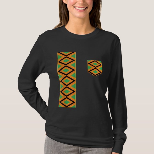 Kente Cloth Sash And Pocket Ethnic Pride Kente Afr T-Shirt (Vorderseite)