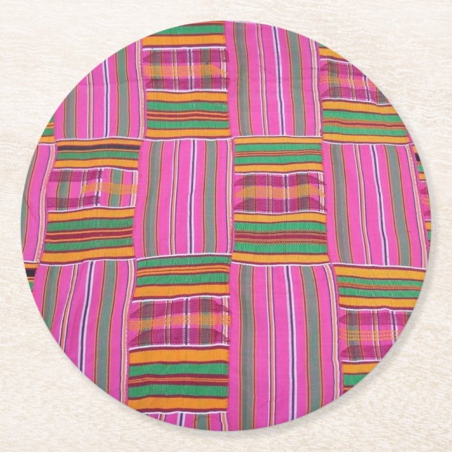 Kente-Druck-Papierservietten Runder Pappuntersetzer (Vorderseite)