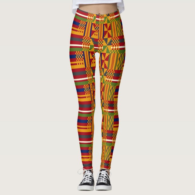 Kente Ethnic Pattern - Lebhaftes afrikanisches Tex Leggings (Vorderseite)