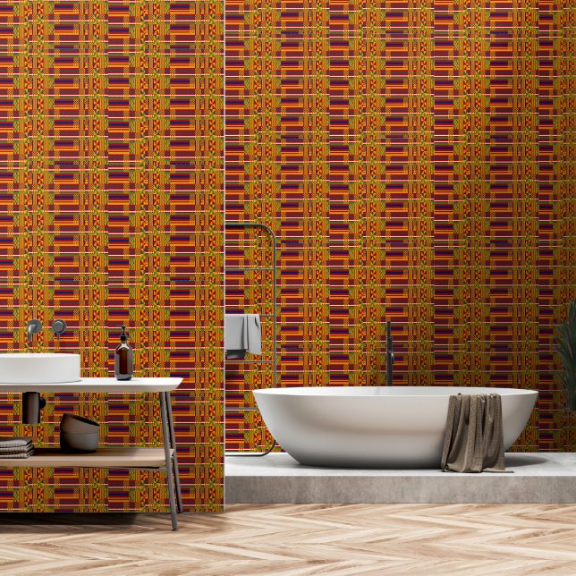 Kente Ethnic Pattern - Lebhaftes afrikanisches Tex Tapete (Badezimmer)