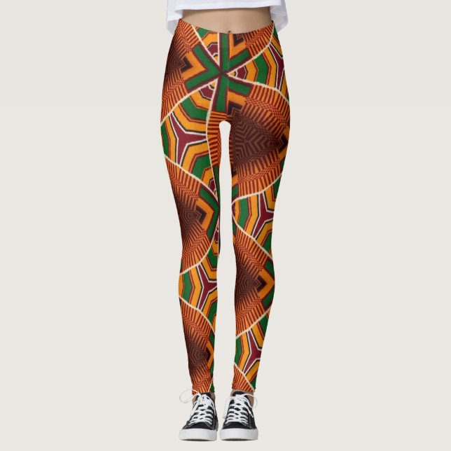 Kente Geometrics Kwanza  Afrocentric  Leggings (Vorderseite)