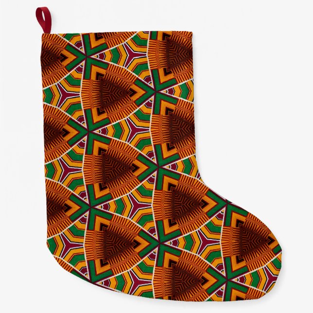 Kente Geometrics Kwanzaa Afrocentric Großer Weihnachtsstrumpf (Vorderseite)
