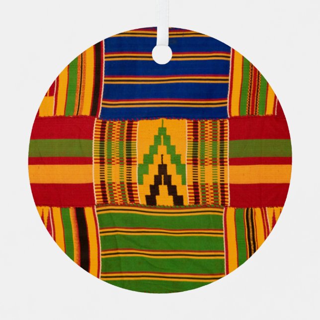 Kente Print Ornaments Ornament Aus Metall (Vorderseite)