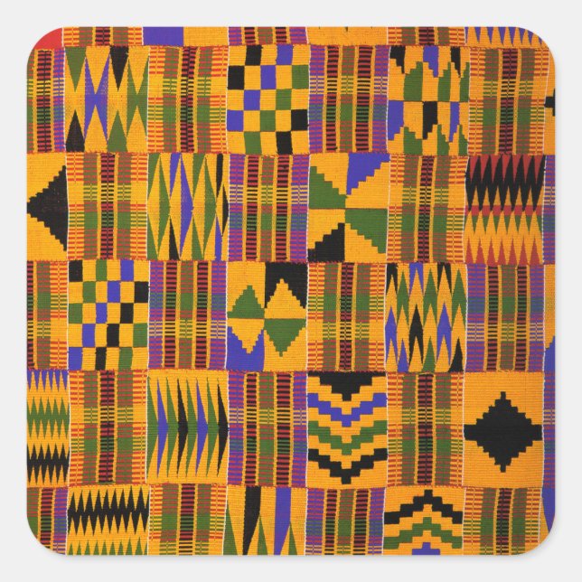 Kente Quadratischer Aufkleber (Vorderseite)