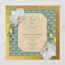 Kente Save-the-Date-Einladung in Teal und Gold Einladung