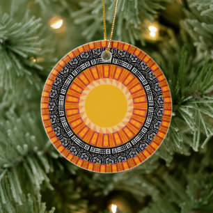 Kente Sun Design Keramik Ornament