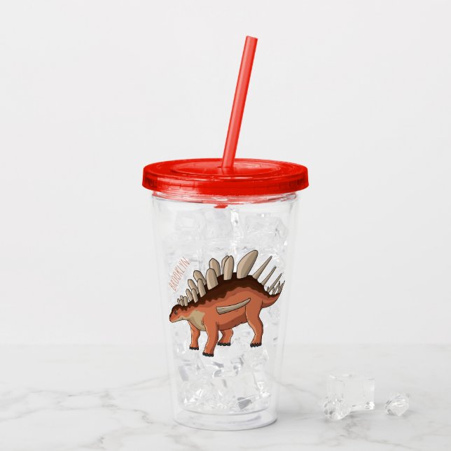 Kentrosaurus-Cartoon Acryltrinkbecher (Rückseite Ice)