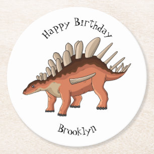 Kentrosaurus-Cartoon Runder Pappuntersetzer