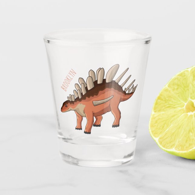Kentrosaurus-Cartoon Schnapsglas (Vorderseite)