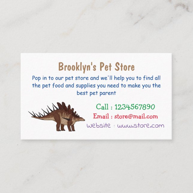Kentrosaurus-Cartoon Visitenkarte (Vorderseite)