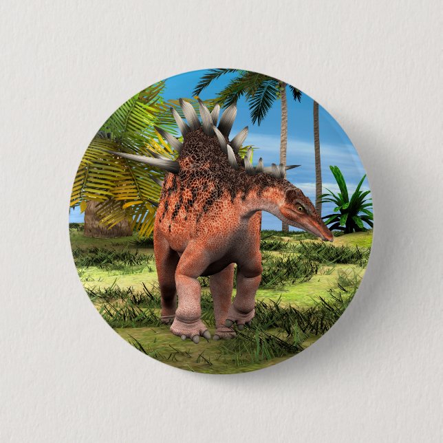 Kentrosaurus Dinosaur Dschungel Prähistorische Kun Button (Vorderseite)