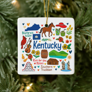 Kentucky Benutzerdefinierte Familientrip Weihnacht Keramikornament