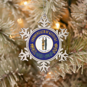 Kentucky: Bluegrass Commonwealth US-Staatsflagge Schneeflocken Zinn-Ornament