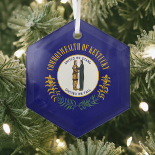 Kentucky: Bluegrass Commonwealth US State Flag Ornament Aus Glas