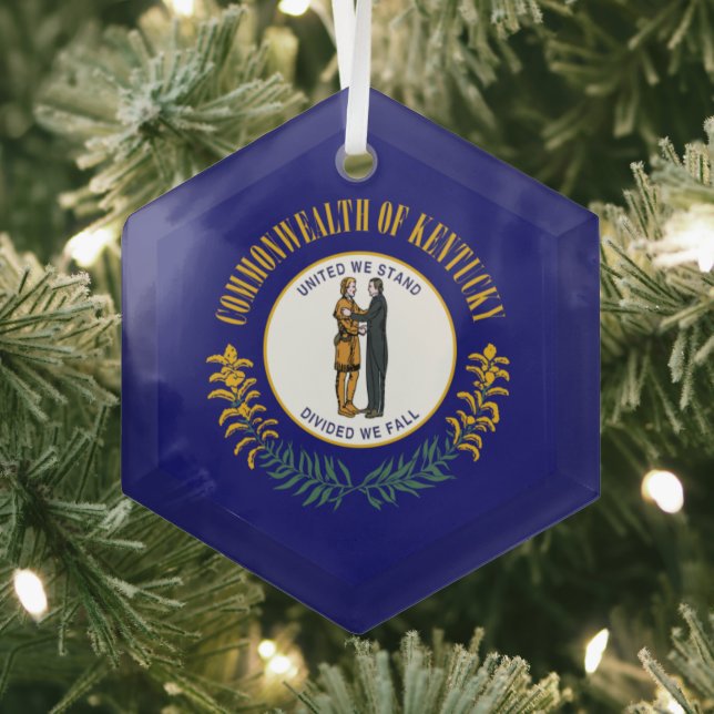 Kentucky: Bluegrass Commonwealth US State Flag Ornament Aus Glas (Insitu)