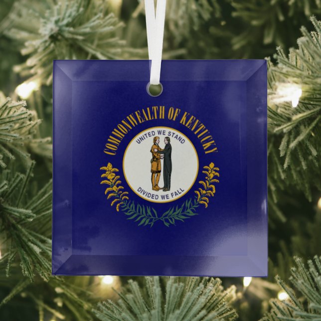 Kentucky: Bluegrass Commonwealth US State Flag Ornament Aus Glas (Insitu)