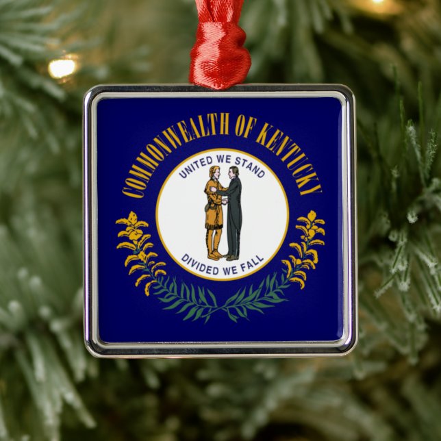 Kentucky: Bluegrass Commonwealth US State Flag Ornament Aus Metall (Baum)