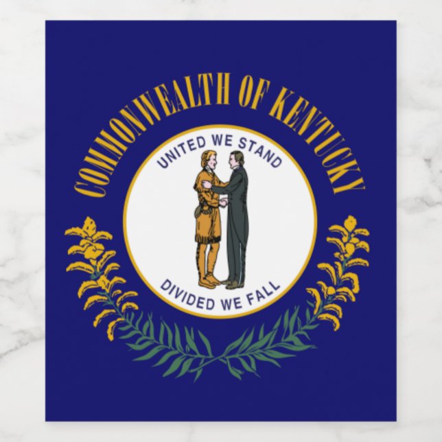 Kentucky: Bluegrass Commonwealth US State Flag Weinetikett (Einzelnes Label)