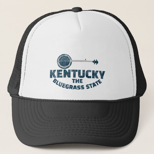 Kentucky Bluegrass Staat Banjo Truckerkappe (Vorderseite)