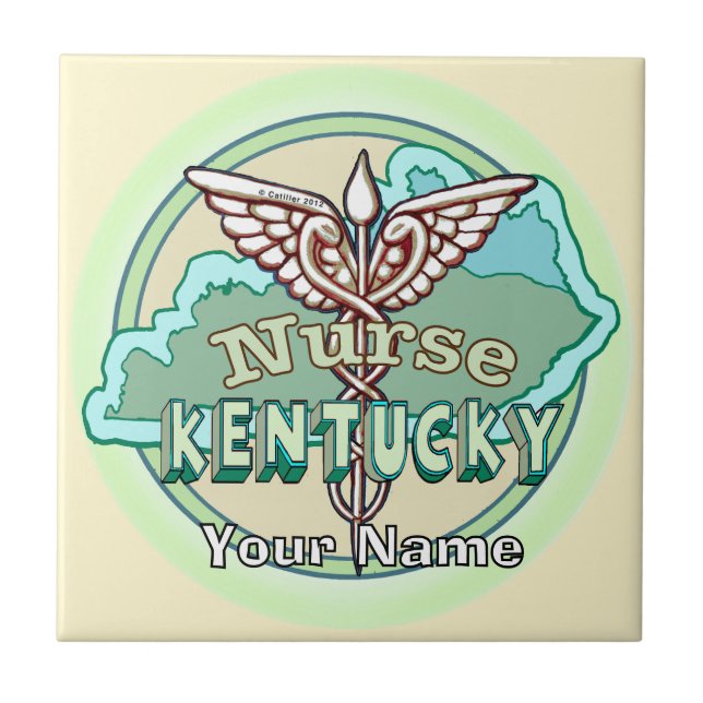Kentucky Caduceus Krankenschwester Kachel (Vorderseite)