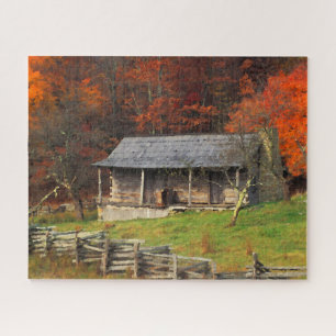 Kentucky Country Kabine Herbst Saison Wasserfarbe  Puzzle
