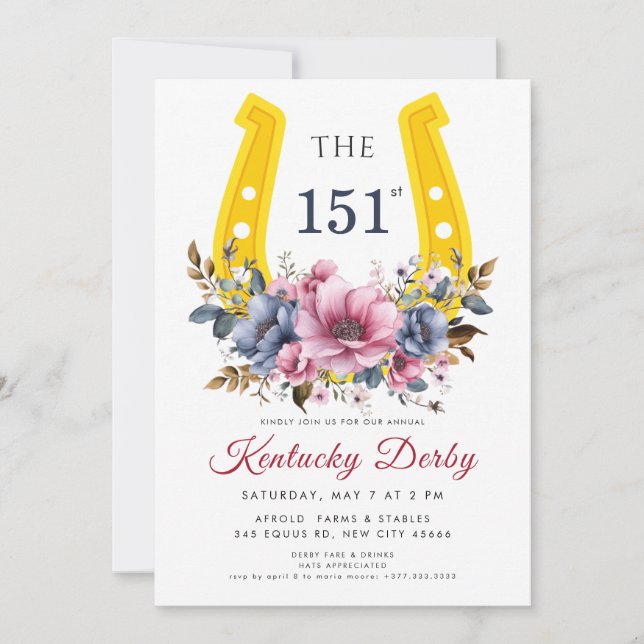 Kentucky Derby 151st Invitation with Horseshoe Einladung (Vorderseite)