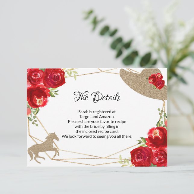 Kentucky Derby Brautparty Details Card RSVP Karte (Stehend Vorderseite)