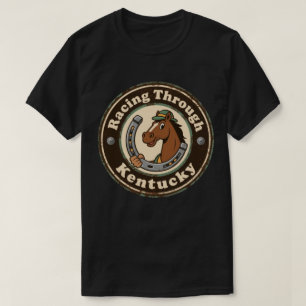 Kentucky Derby Charme_ Pferd mit Jockeyhut T-Shirt