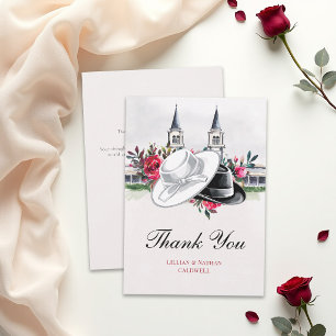Kentucky Derby Hochzeit Brautparty Rosen Modern Dankeskarte