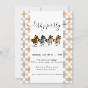 Kentucky Derby Party-Einladung Pferderennen Karo Einladung