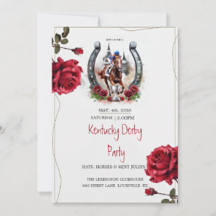 Kentucky Derby Party-Einladung Rosen Hufeisen Ho Einladung